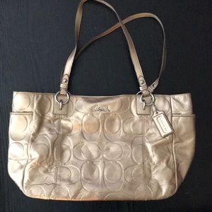 Metallic gold leather Coach purse